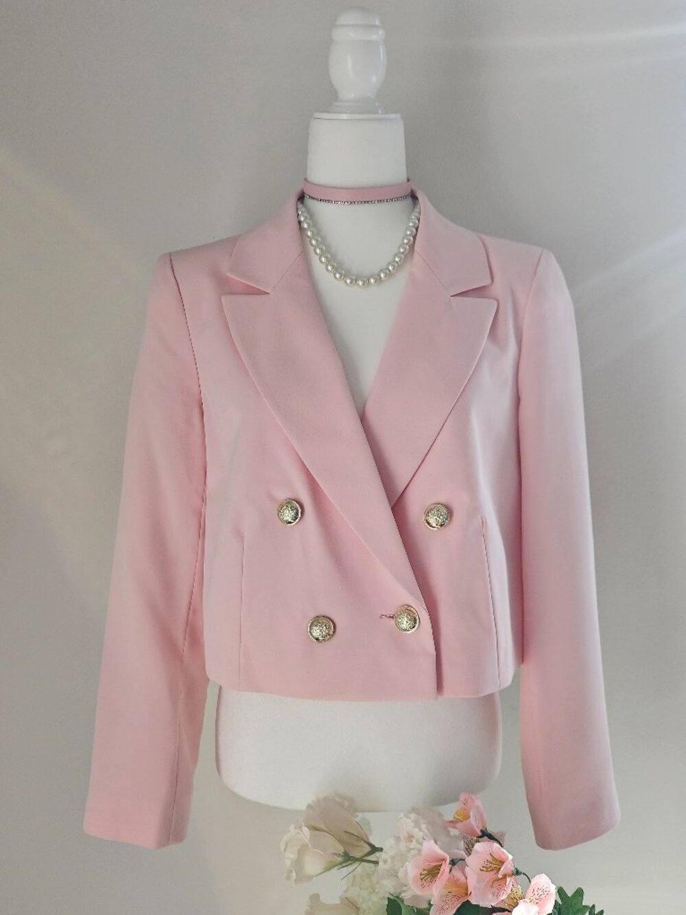 NWT Miss Selfridge Pink Double Breasted Cropped Blazer - US 8